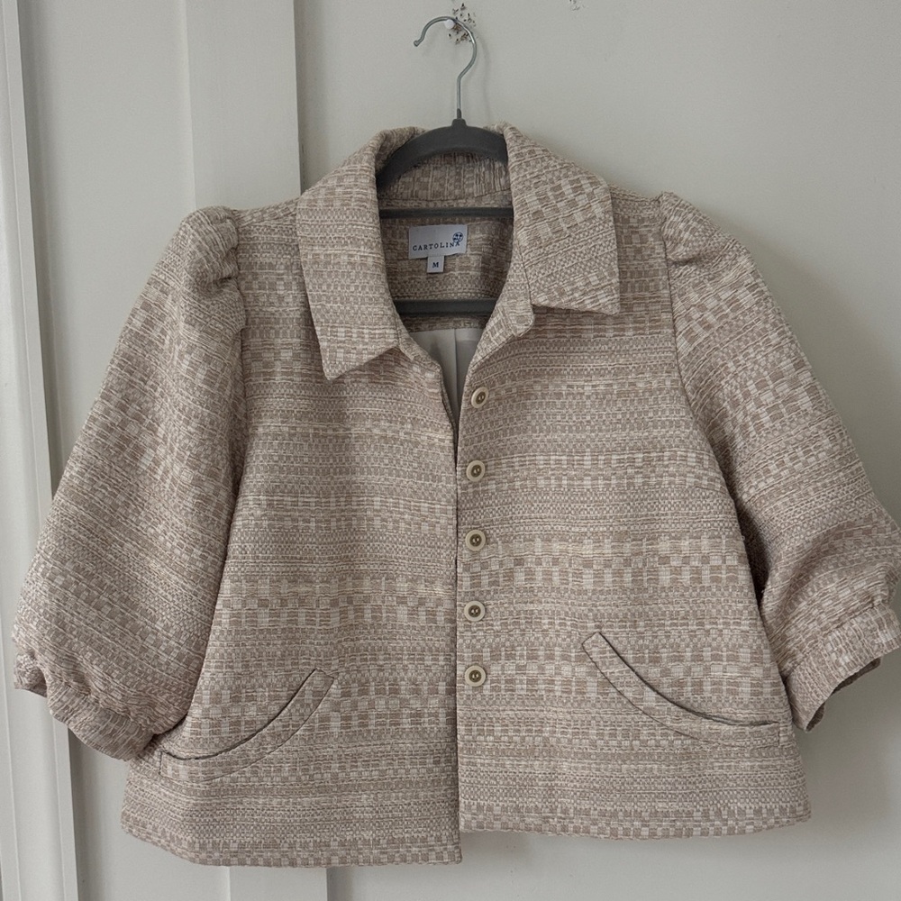 Tuckernuck CARTOLINA NANTUCKET Colby Crop Jacket In Gardeniatweed Size M